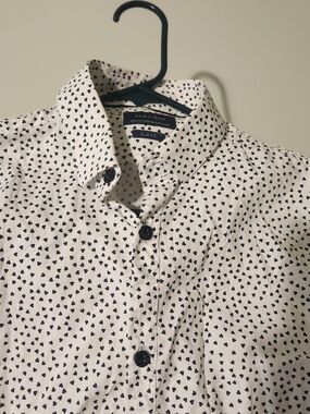 Zara Man Luxury Slim Fit Heart Pattern Dress Shirt, Size Small